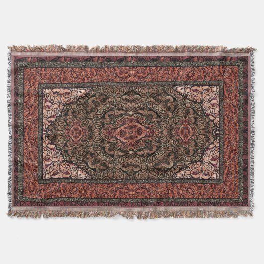 東洋のペルシャの旧式な赤 スローブランケット (正面)