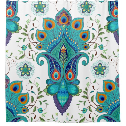 東洋のヴィンテージのシームレスな背景。 シャワーカーテン (正面)