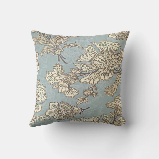 東洋のヴィンテージの淡いブルーレトロのペイズリーの花柄 クッション (裏面)