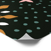 東洋のヴィンテージダマスクのパターン。タラベラ焼。 ポスター (角)