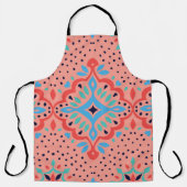 東洋のヴィンテージダマスクの柄。タラベラの陶器。 エプロン (正面)