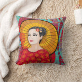 東洋の女性の枕 クッション (ブランケット)