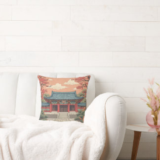 東洋の宮殿を描いた枕 クッション