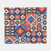 東洋の幾何学的シームレスな模様。民族デザイン フリースブランケット (正面(横))