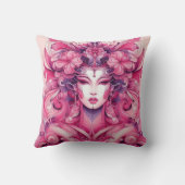 東洋の抽象芸術を表す芸者ピンクの花 クッション (裏面)