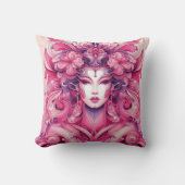 東洋の抽象芸術を表す芸者ピンクの花 クッション (正面)