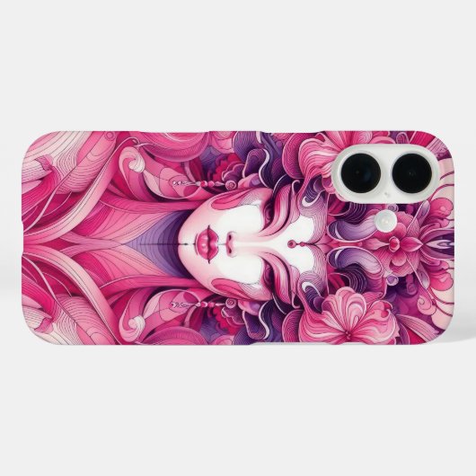 東洋の抽象芸術を表す芸者ピンクの花 Case-Mate iPhoneケース (裏面 (横))