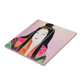 東洋の日本のkabuki俳優の美しい女性芸術 タイル