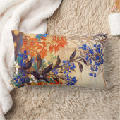 東洋の水彩鮮やかヴィンテージの花 ランバークッション (ブランケット)