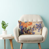 東洋の水彩鮮やかヴィンテージの花 ランバークッション (椅子)