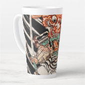 東洋の浮世絵侍ポートレート カフェラテマグ (左アングル)