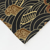 東洋の海のドラゴンパターン フリースブランケット (角)