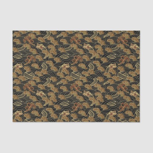 東洋の海のドラゴンパターン 薄葉紙 (正面)