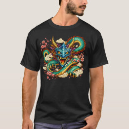 東洋の竜と桜の幻想芸術 Tシャツ
