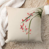 東洋の絵を描スタイルの赤い蘭の花 クッション (ブランケット)