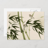 東洋の絵画スタイルの竹の枝 ポストカード (正面/裏面)