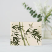 東洋の絵画スタイルの竹の枝 ポストカード (スタンド正面)