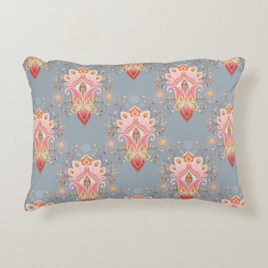 東洋の継ぎ目のない背景(ペイズリーの花) アクセントクッション (正面)