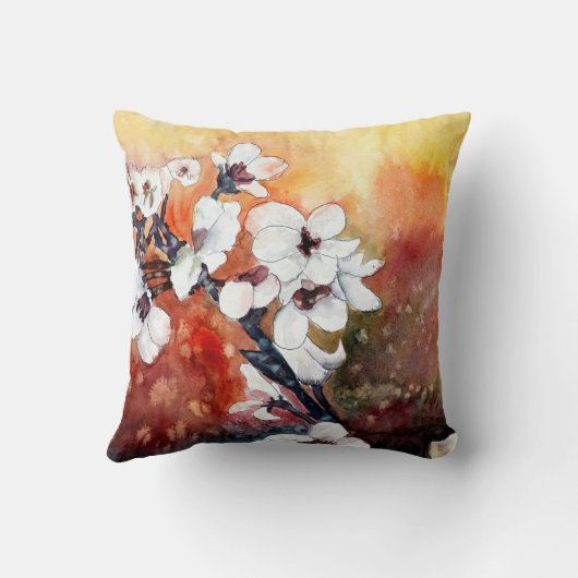 東洋の芸術のアジア花の絵画の枕 クッション (裏面)