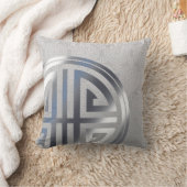 東洋の装飾用の長い生命記号の銀製灰色 クッション (ブランケット)