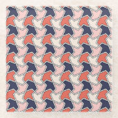 東洋の赤白青幾何学矢印パターン ガラスコースター (正面)