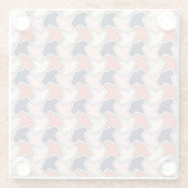 東洋の赤白青幾何学矢印パターン ガラスコースター (裏面)