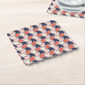 東洋の赤白青幾何学矢印パターン ペーパーコースター (アングル)