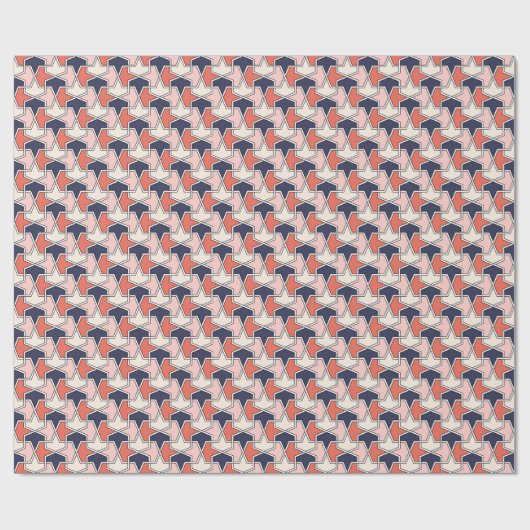 東洋の赤白青幾何学矢印パターン ラッピングペーパー (フラット)