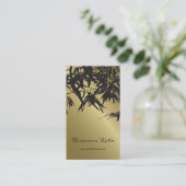 東洋の金ゴールドおよび黒竹の葉のスタイリッシュな禅 名刺 (スタンド正面)