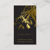 東洋の金ゴールドおよび黒竹の葉のスタイリッシュな禅 名刺 (裏面)