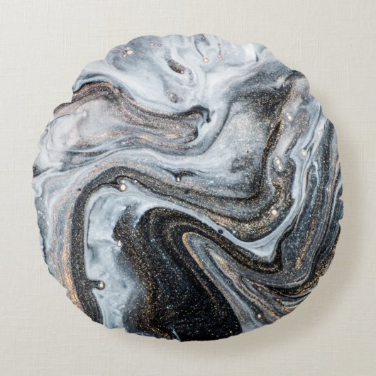 東洋の高級スタイル。金の渦 ラウンドクッション (正面)