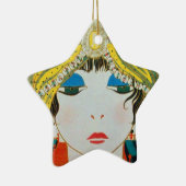 東洋の黄色いターバン星を持つ女性 セラミックオーナメント (右)