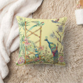 東洋エレガントの花園の黄色い孔雀 クッション (ブランケット)