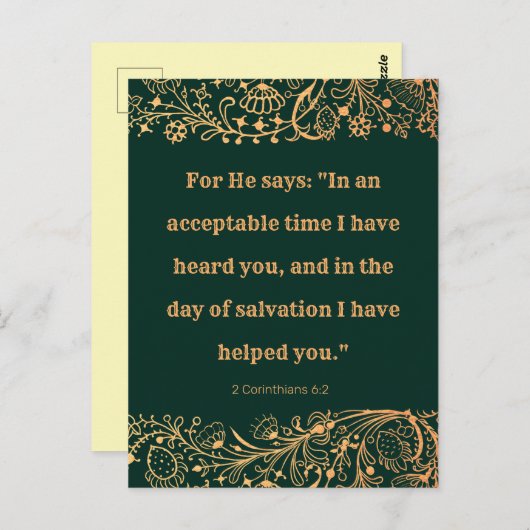 東洋エレガント黄金の緑のパターン聖書 ポストカード (正面/裏面)