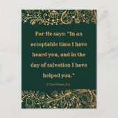 東洋エレガント黄金の緑のパターン聖書 ポストカード (正面)