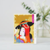 東洋カッコいいクラシック芸者のレディーアート ポストカード (スタンド正面)