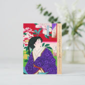 東洋カッコいいクラシック芸者のレディーアート ポストカード (スタンド正面)