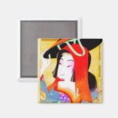 東洋カッコいいクラシック芸者のレディーアート マグネット (正面/裏面)