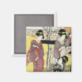 東洋カッコいいクラシック芸者のレディーアート マグネット (正面/裏面)