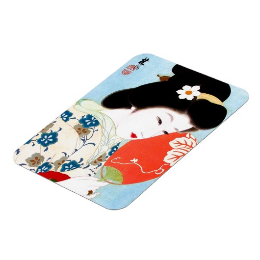 東洋カッコいいクラシック芸者のレディーアート マグネット (左側)