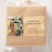 東洋カッコいいクラシック芸者のレディーアート ラベル (インサイチュ)