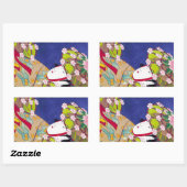 東洋カッコいいクラシック芸者のレディーアート 長方形シール (シート)