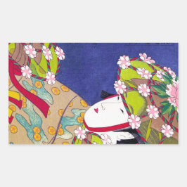 東洋カッコいいクラシック芸者のレディーアート 長方形シール