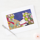 東洋カッコいいクラシック芸者のレディーアート 長方形シール (封筒)