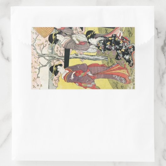 東洋カッコいいクラシック芸者のレディーアート 長方形シール (バッグ)
