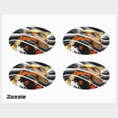 東洋カッコいい金ゴールドラッキーコイ魚タトゥー 楕円形シール (シート)