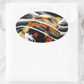 東洋カッコいい金ゴールドラッキーコイ魚タトゥー 楕円形シール (バッグ)