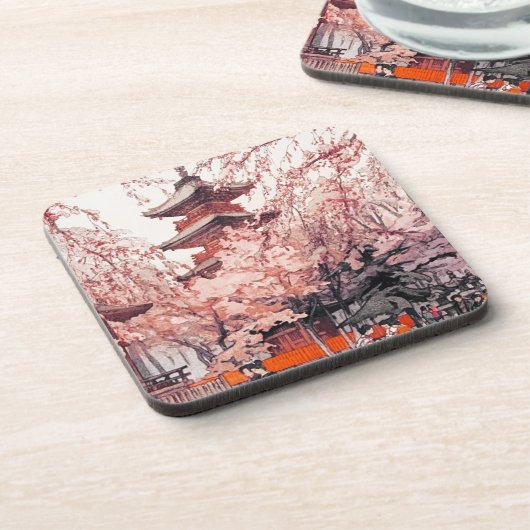 東洋クールの日本の上野公園水彩画 コースター (左側)