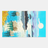 東洋クールの日本人の河合賢治サンセットレイク 長方形シール (正面)