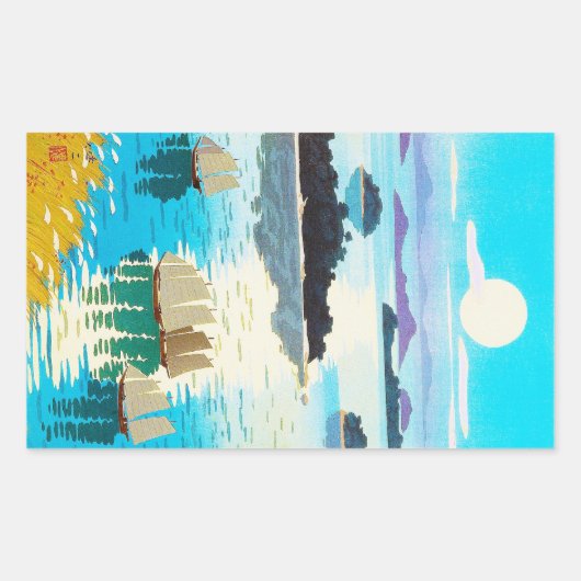 東洋クールの日本人の河合賢治サンセットレイク 長方形シール (正面)